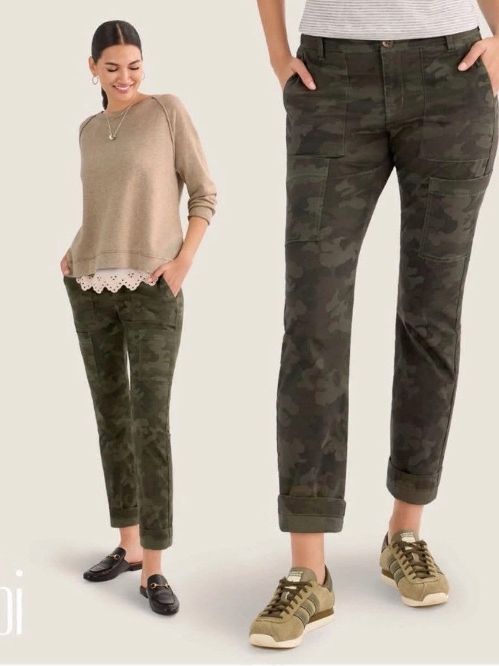 CAbi Amelia Pant style 6694 Olive Camo Straight-Leg Utility Pants